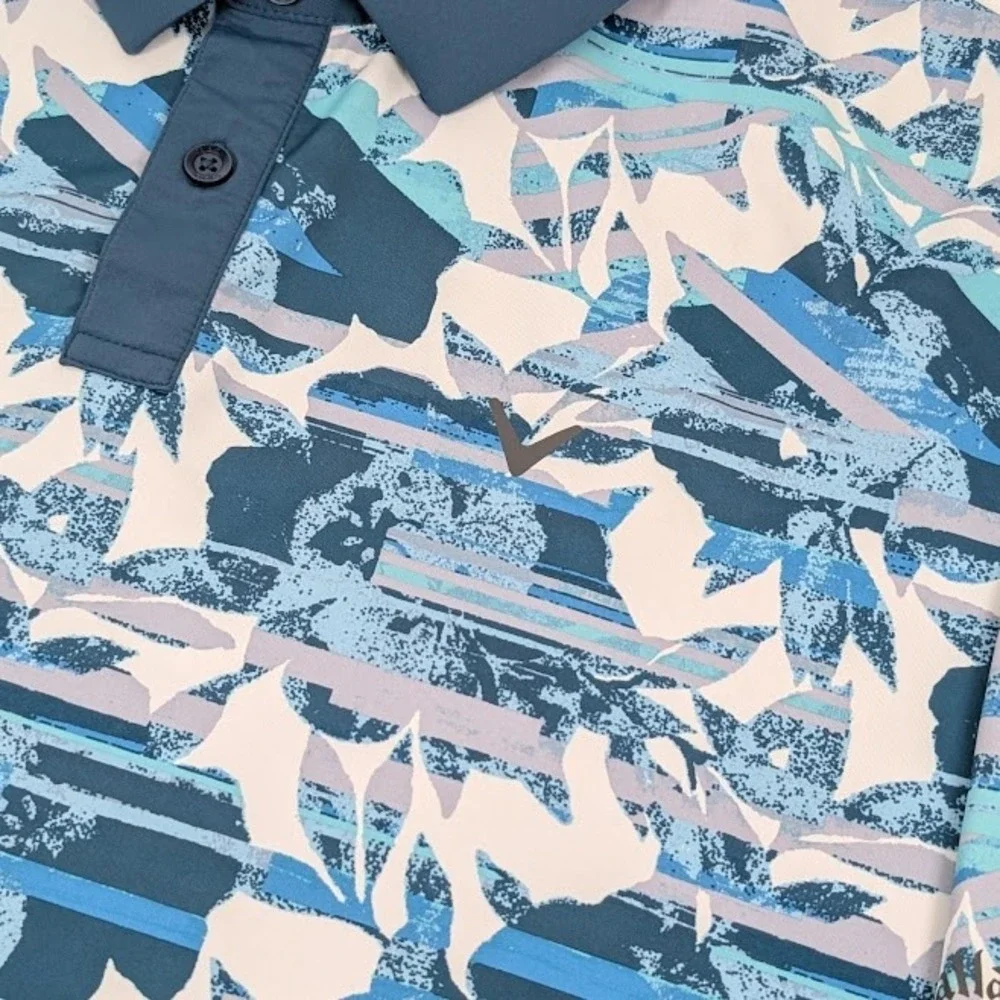Callaway Opti-Dri Structured Floral Print Polo Mens XLT Tall Performance Golf - Picture 8 of 11